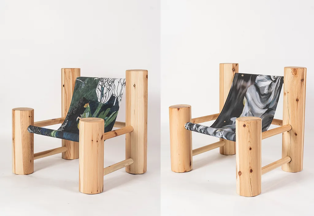 Bespoke furniture created for SQ Bailli. On the left : Chilean Bruma-Log chair… – KRJST studio